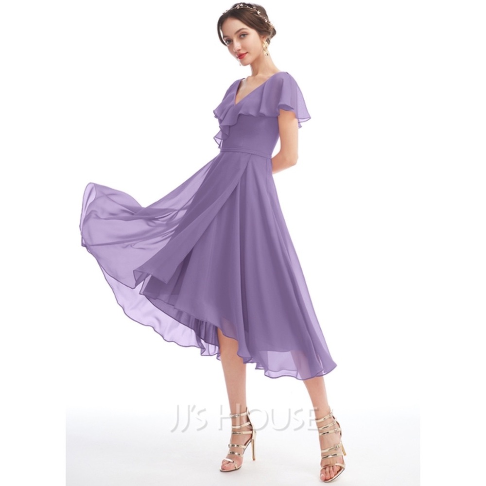 JJs House Purple knee length Bridesmaids dress size 12